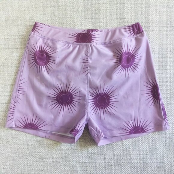 Kate Quinn Swim Shorts Trunks Spandex Lined Purple Sunburst Unisex Boys Girls 4T - Picture 4 of 4